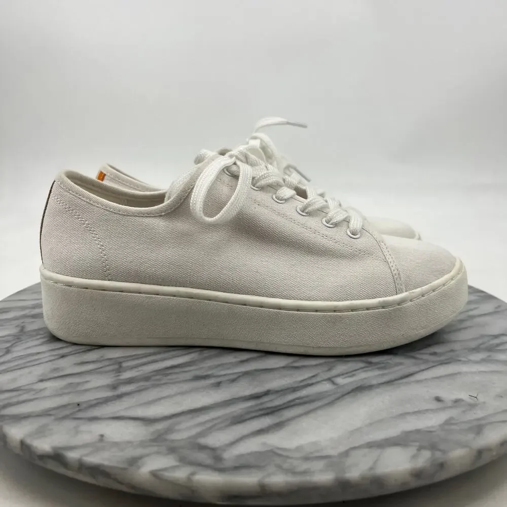 J Crew‎ Womens 6 Sneakers White Canvas Platform Low Top Lace Up Casual Shoes